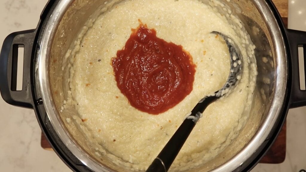 Adding marinara sauce to pastina